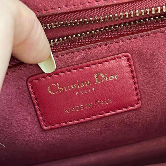 DIOR full set RED FUCHSIA QUILTED LAMBSKIN CANNAGE SMALL DIORADDICT FLAP BAG - Picture 7 of 10